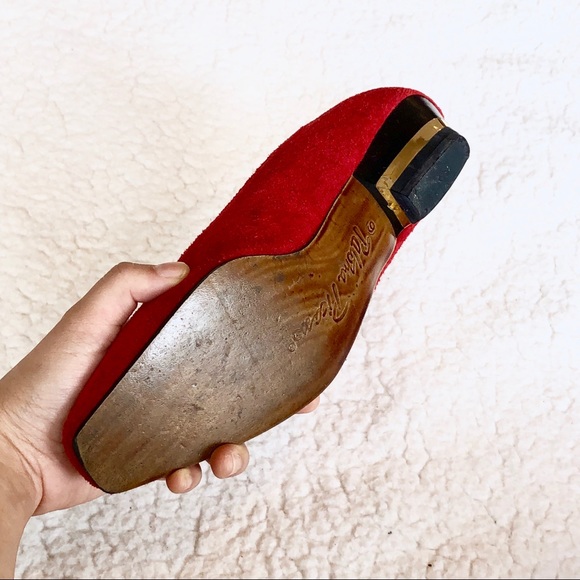 Paloma Picasso Vintage Red Suede Low Rise Heels - Picture 5 of 7